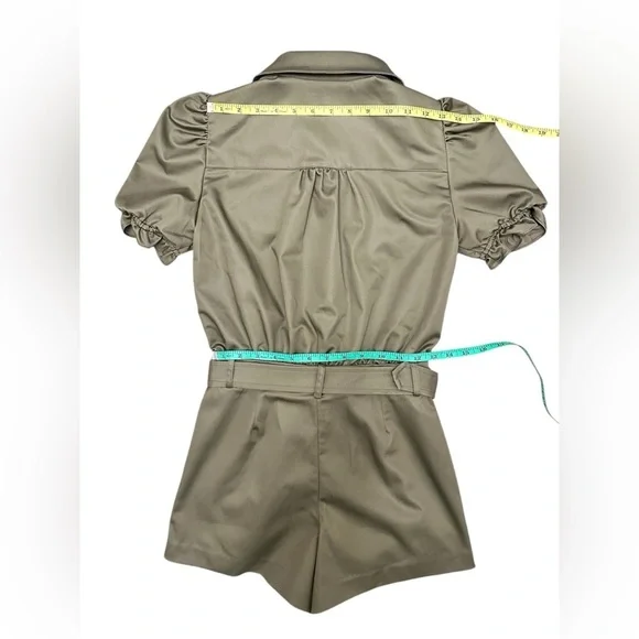 GENERATION LOVE Natlina Gambardine Romper Olive Green Women Size 0 2 XS Sm $325 - Picture 7 of 13
